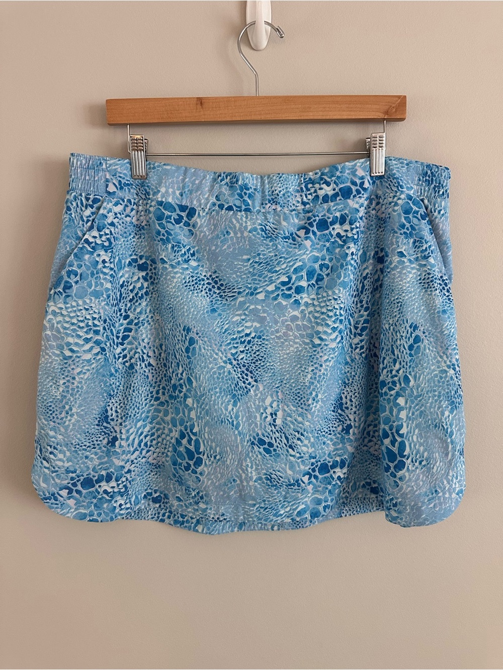 CALIA Birdie Activewear Skort Blue Water Print Skirt Mesh Shorts XXL
